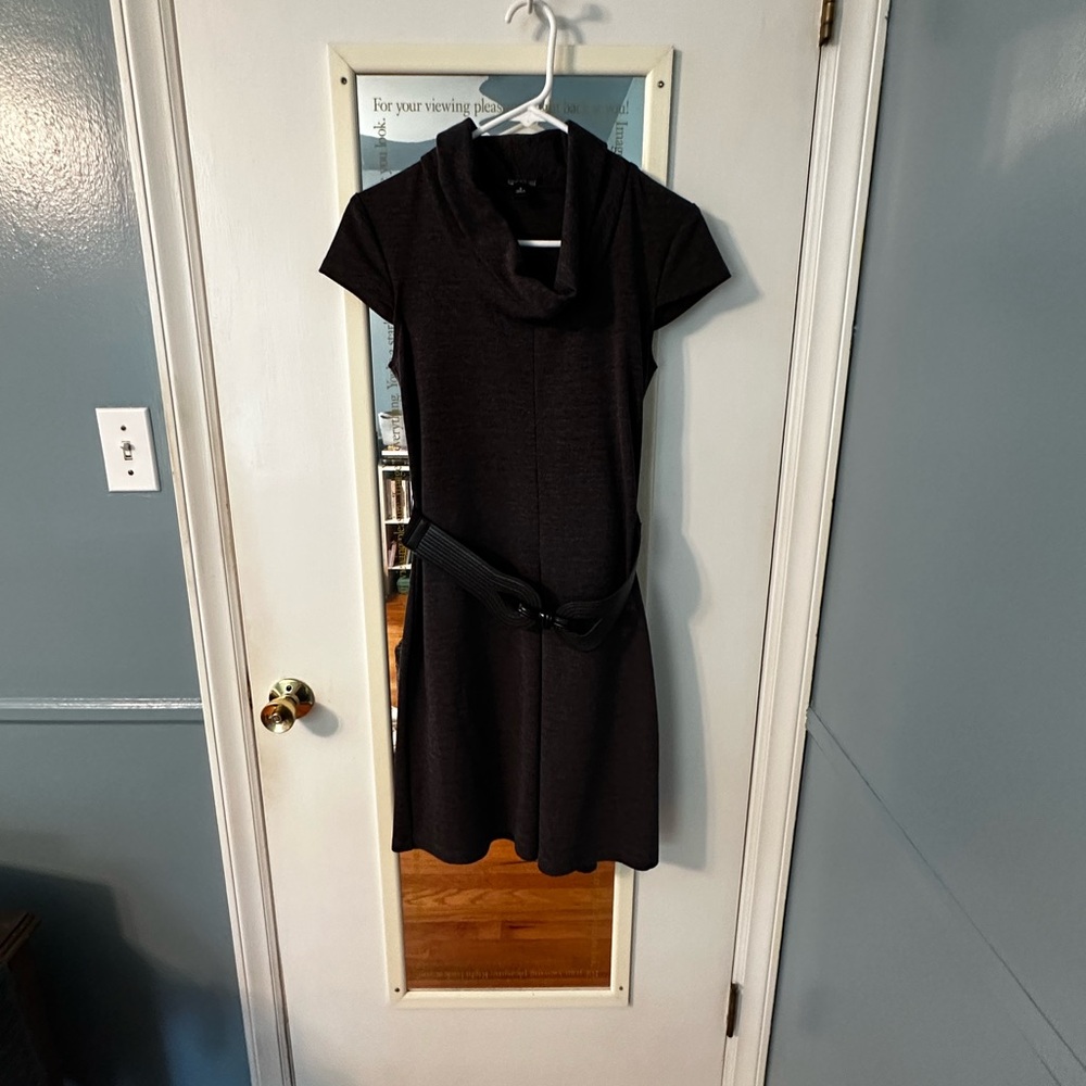 Elegant Grey Cowl Neck Dress